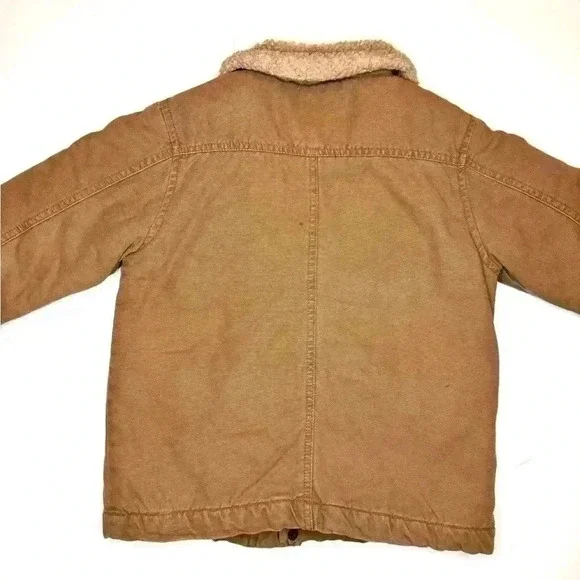 Baby Boy Crazy 8 Thick Khaki Sherpa Collar Coat Jacket Size 2-3 Years - Picture 7 of 7